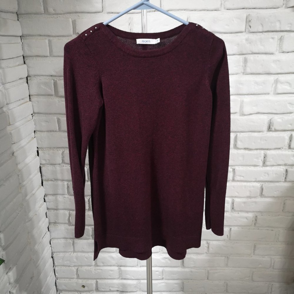 Ricki's Ladies Size Small Burgundy Round Neck Sweater / Tunic